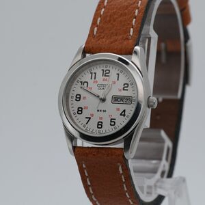 Citizen 1002-5029317 25mm Day Date WR50 Quartz White Dial, New Battery, Restored